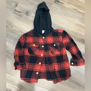 ❤️Cat & Jack Hooded Buffalo Check Button Up 🖤